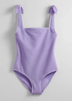 Sale & Other Stories Textured Bow Tie Swimsuit