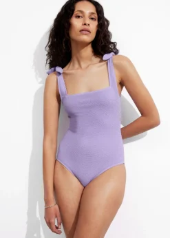 Sale & Other Stories Textured Bow Tie Swimsuit