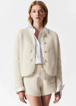 Outlet & Other Stories Textured Glitter Cardigan White