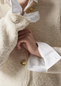 Outlet & Other Stories Textured Glitter Cardigan White
