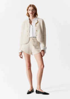 Outlet & Other Stories Textured Glitter Cardigan White