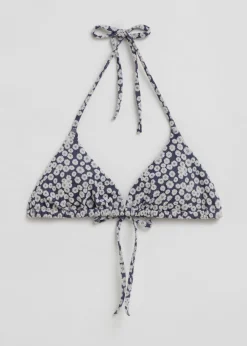 Cheap & Other Stories Textured Triangle Bikini Top Navy