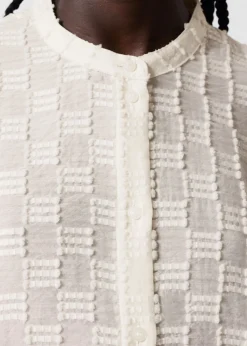Clearance & Other Stories Textured Voluminous Sleeve Blouse White