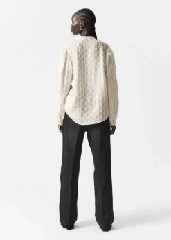Clearance & Other Stories Textured Voluminous Sleeve Blouse White