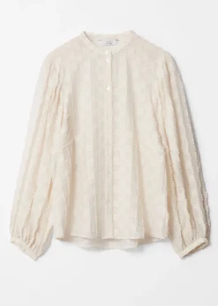 Clearance & Other Stories Textured Voluminous Sleeve Blouse White