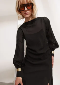 Sale & Other Stories Tie-Cuff Midi Dress Black
