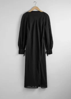 Sale & Other Stories Tie-Cuff Midi Dress Black
