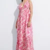 Shop & Other Stories Tie-Detailed V-Cut Dress Pink/White Patterned