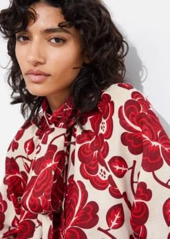 Online & Other Stories Tie-Neck Mini Dress Red Florals