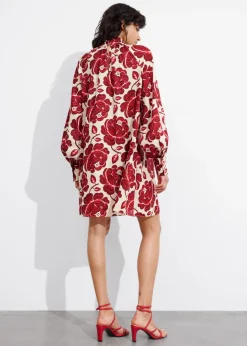 Online & Other Stories Tie-Neck Mini Dress Red Florals