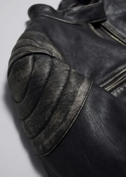 Discount & Other Stories Topstitched Leather Jacket Black