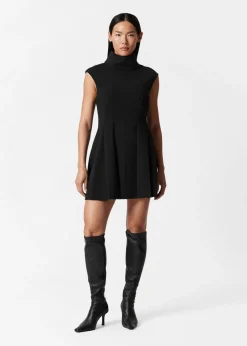 Flash Sale & Other Stories Turtleneck Pleated Mini Dress Black