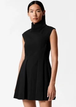 Flash Sale & Other Stories Turtleneck Pleated Mini Dress Black
