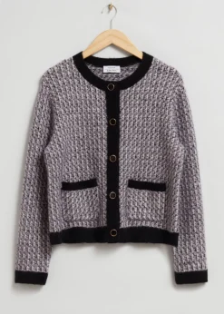 Hot & Other Stories Tweed Cardigan Grey/Black