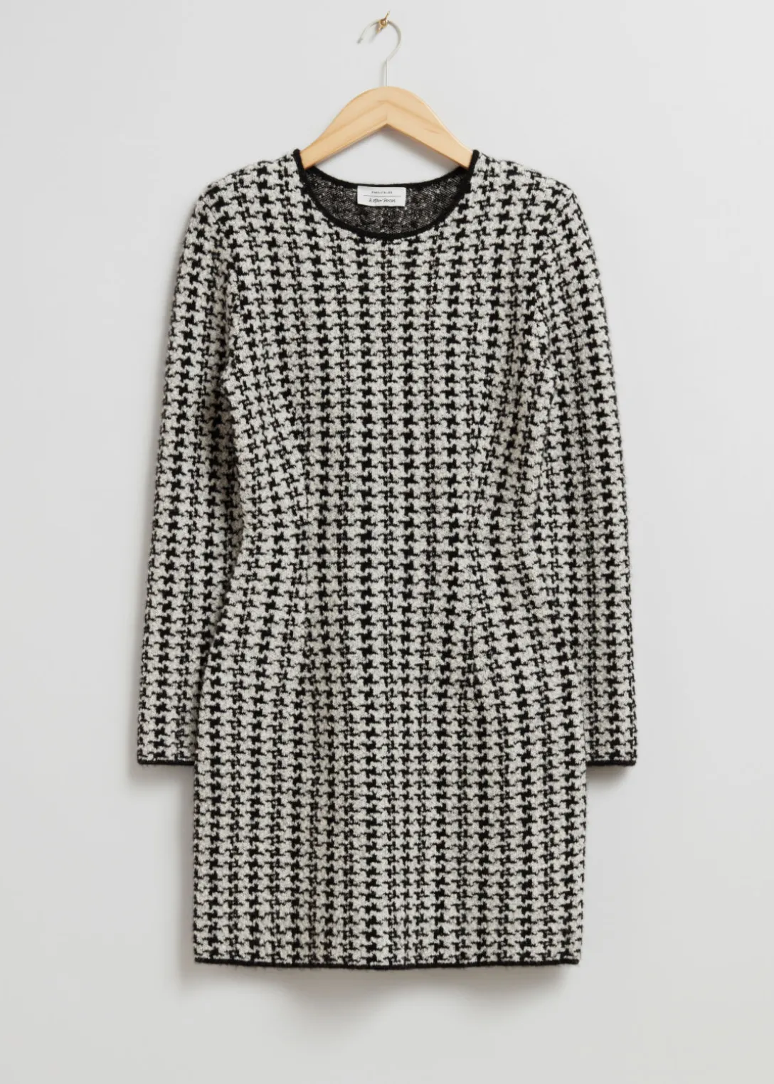 Shop & Other Stories Tweed Mini Dress Black/White Houndstooth