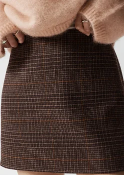 Clearance & Other Stories Tweed Wool-Blend Mini Skirt Brown Checks
