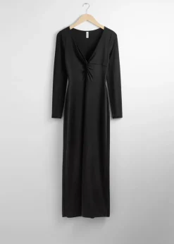 New & Other Stories Twist-Detailed Midi Dress Black