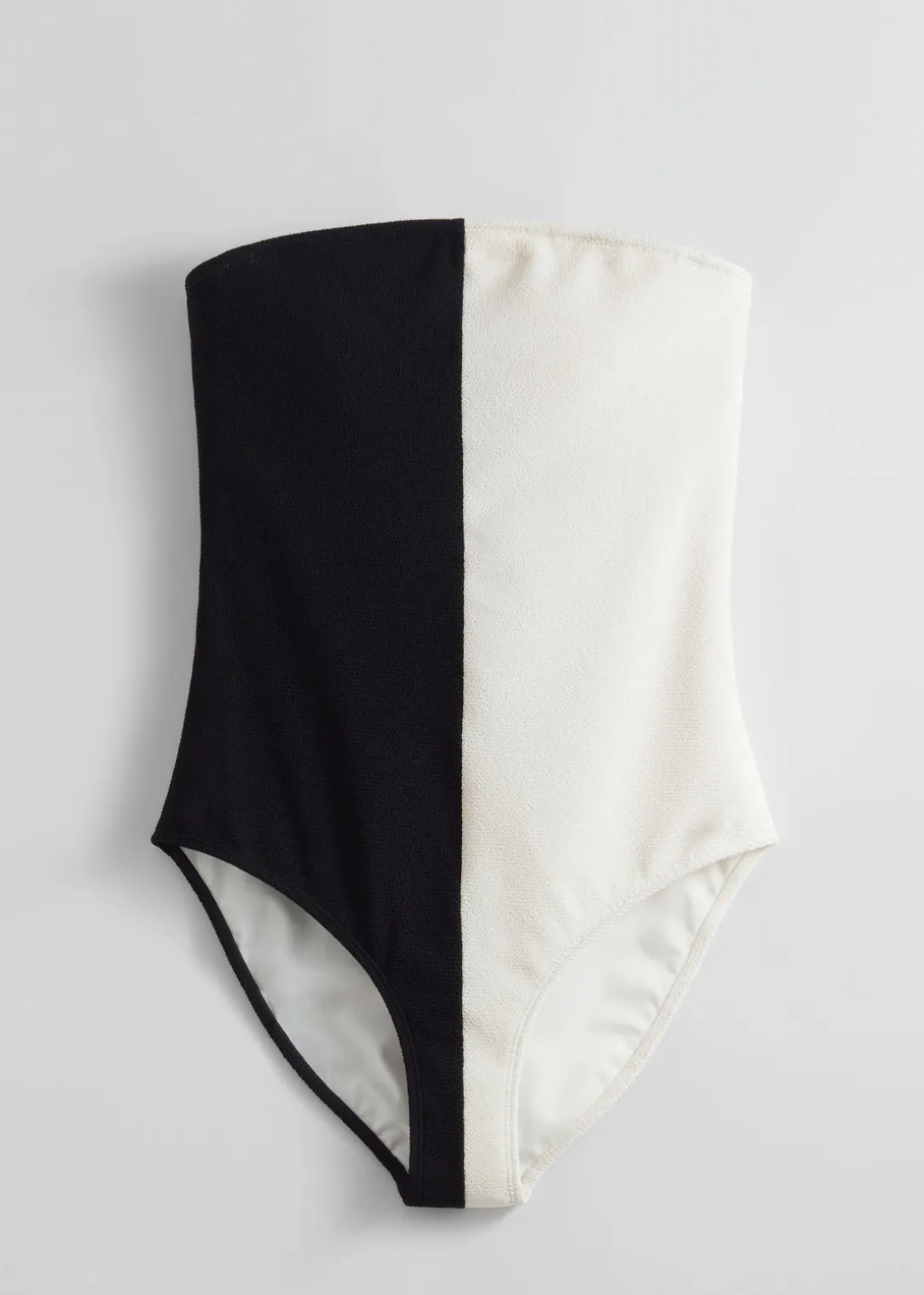 Outlet & Other Stories Two-Tone Bandeau Swimsuit Black/White