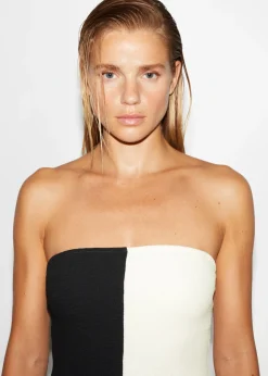 Outlet & Other Stories Two-Tone Bandeau Swimsuit Black/White