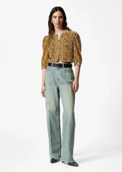 Cheap & Other Stories Velvet Cropped Blouse Animal Print