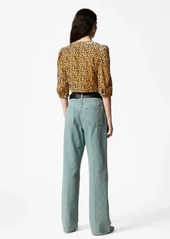 Cheap & Other Stories Velvet Cropped Blouse Animal Print