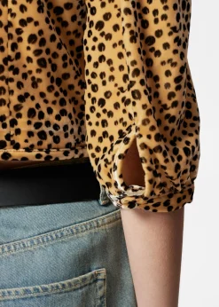 Cheap & Other Stories Velvet Cropped Blouse Animal Print