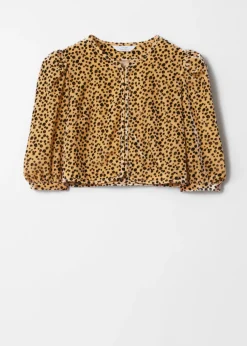 Cheap & Other Stories Velvet Cropped Blouse Animal Print
