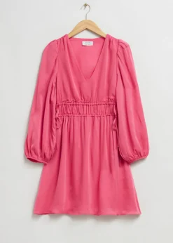 Online & Other Stories V-Neck Drawstring Detail Dress Pink