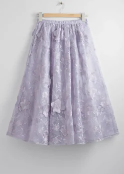 Flash Sale & Other Stories Voluminous Floral Midi Skirt Lilac