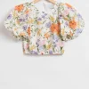 Discount & Other Stories Voluminous Puff Sleeve Embroidered Blouse White Embroidered