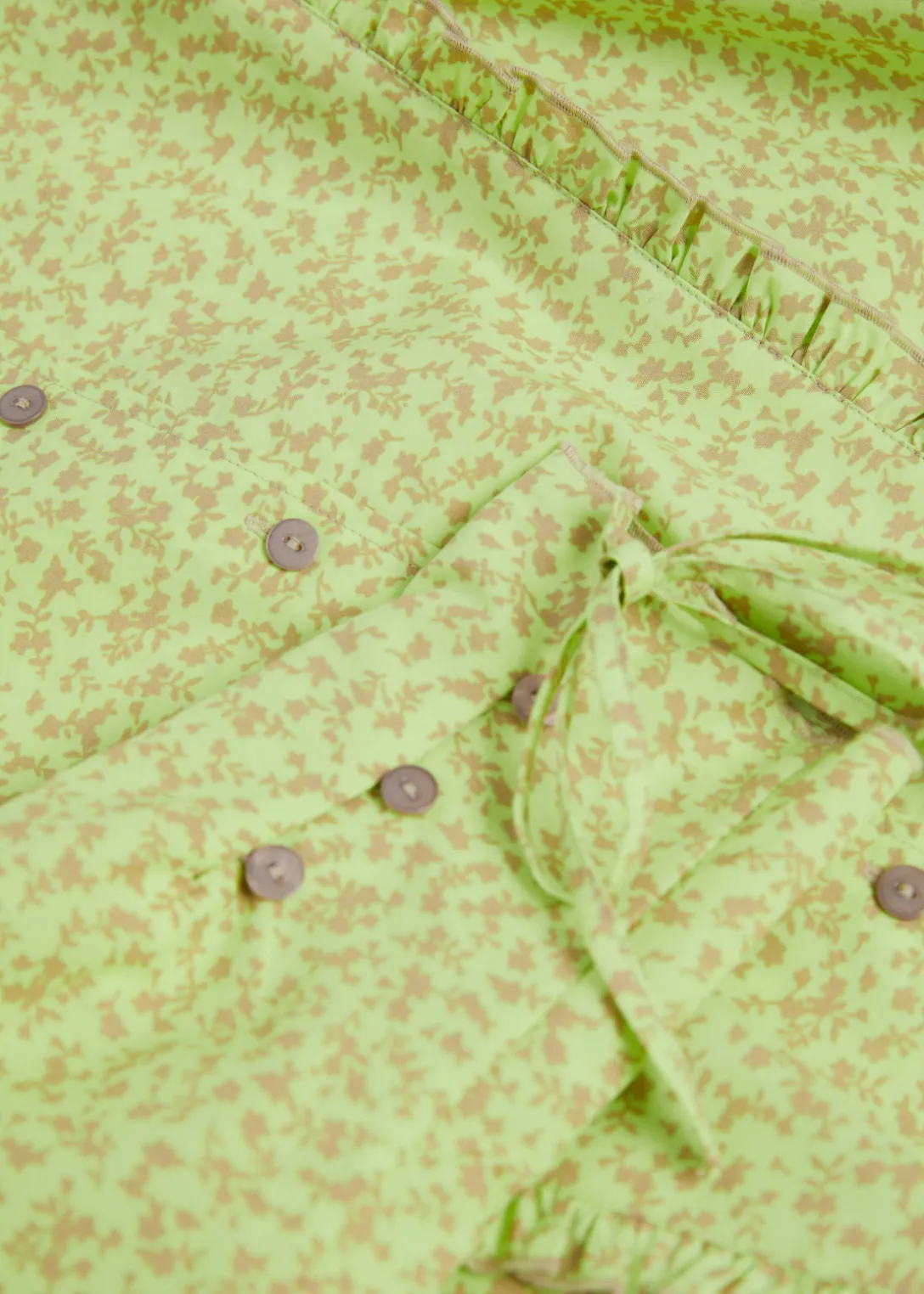 Best & Other Stories Voluminous Sleeve Frilled Blouse Green All Over Print