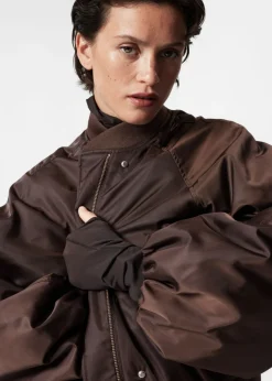 Shop & Other Stories Voluminous-Sleeve Bomber Jacket Dark Brown