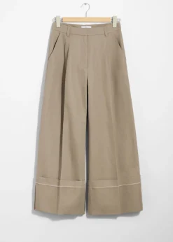 Cheap & Other Stories Wide Fold-Up Cuff Trousers Mole