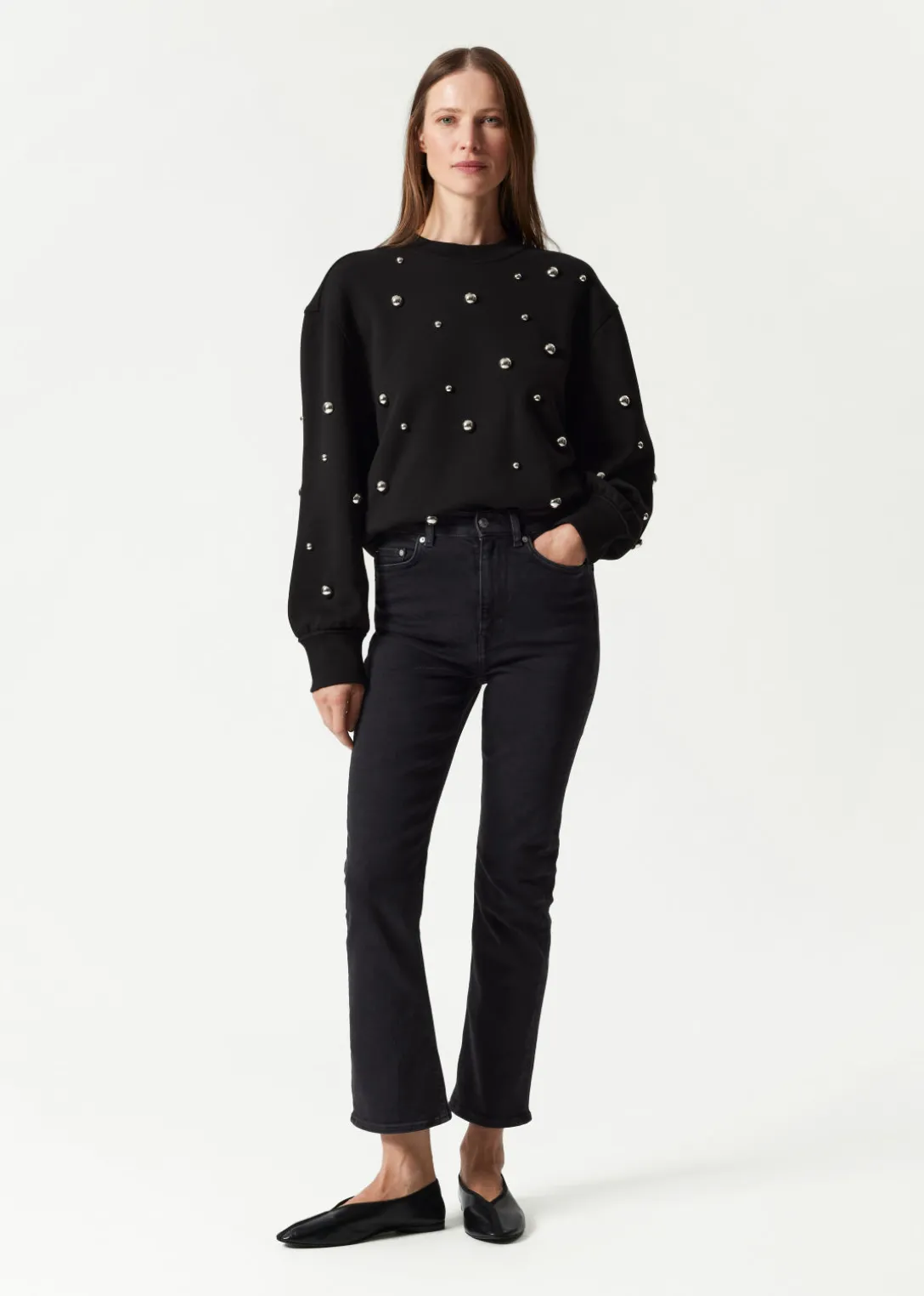 Shop & Other Stories Wide Leg Cropped Jeans Black