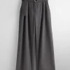Clearance & Other Stories Wide Paperbag-Waist Trousers Grey