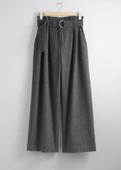 Clearance & Other Stories Wide Paperbag-Waist Trousers Grey
