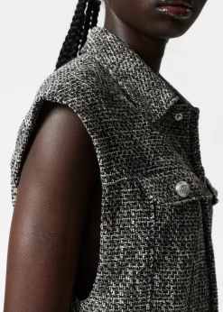 Cheap & Other Stories Wide Sleeveless Tweed Jumpsuit Black Tweed