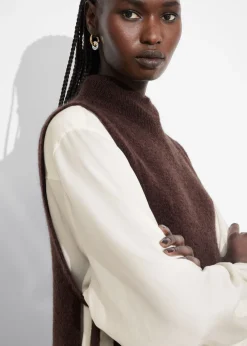 Clearance & Other Stories Wool Bib Collar Dark Brown