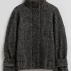 New & Other Stories Wool Jacket Black Stripes