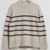 Store & Other Stories Wool Knit Sweater Beige/Navy Melange Stripe
