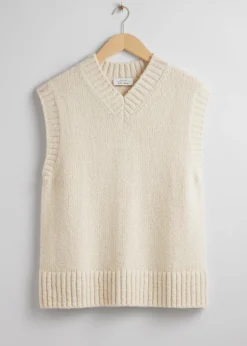 Cheap & Other Stories Wool Knit Vest Light Beige