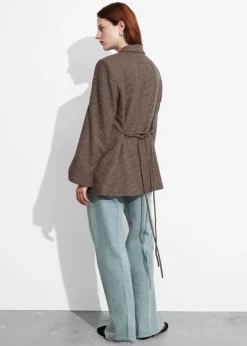 Hot & Other Stories Wool-Blend Blazer Brown Houndstooth
