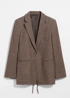Hot & Other Stories Wool-Blend Blazer Brown Houndstooth