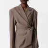 Cheap & Other Stories Wool-Blend Wrap Blazer Mole