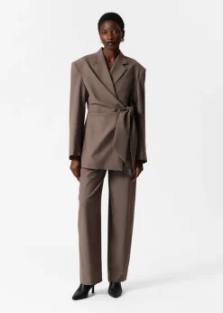 Cheap & Other Stories Wool-Blend Wrap Blazer Mole