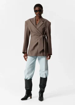 Cheap & Other Stories Wool-Blend Wrap Blazer Mole