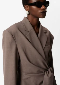Cheap & Other Stories Wool-Blend Wrap Blazer Mole