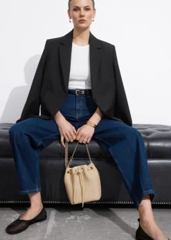 Cheap & Other Stories Woven Paper- Bucket Bag Straw
