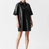 Fashion & Other Stories Zip-Detailed Leather Mini Dress Black