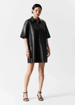 Fashion & Other Stories Zip-Detailed Leather Mini Dress Black